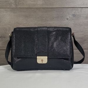 Kate Spade Black Textured Leather Crossbody Shoulder Bag